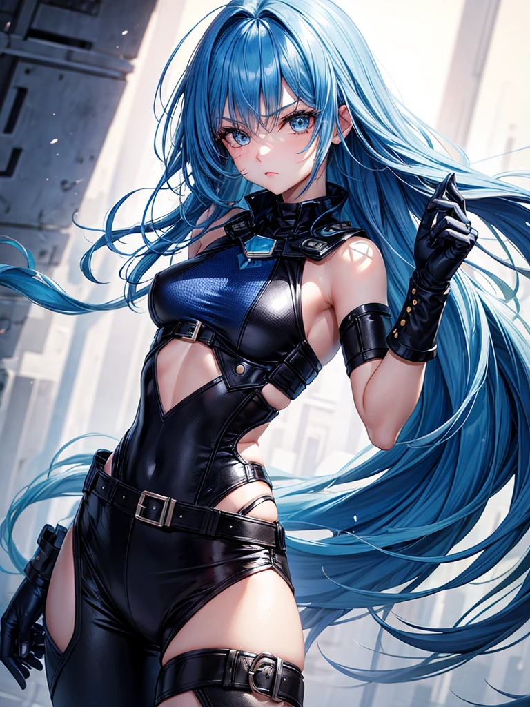 Tough girl with sapphire blue hair would be