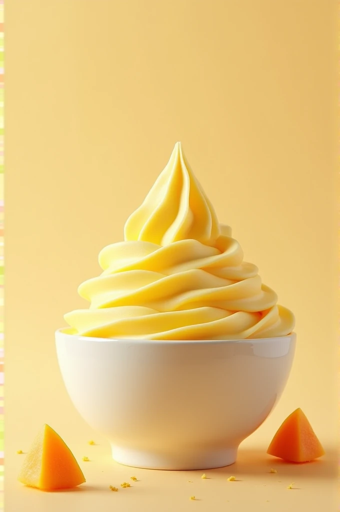 Papaya flavored yoghurt with pale yellow color