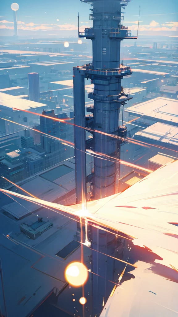 Anime city , with sunlight , bright white light , road , huge building  , details and sharp image . Beautiful with bubbles in the air , gojo saturo im middle 