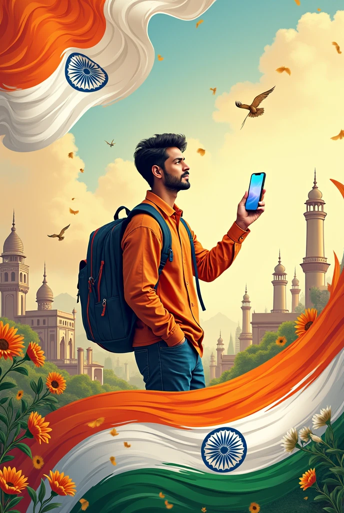 Indian Independence day poseter with iphone 14pro