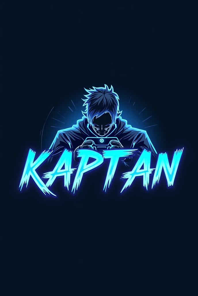 PROMPT This is a gaming logo that features the name "KAPTAAN" in a futuristic font and a neon blue color. and hunter boy Anime avtar, The logo also has a stylized controller icon and a logo in the logo. The logo is designed to be attractive and eye-catching, and to appeal to gaming enthusiasts and YouTube viewers. I hope you like it. EDITING