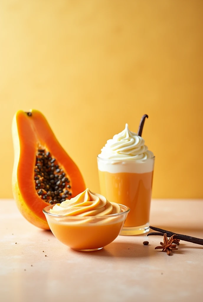 Papaya image with flavored yoghurt