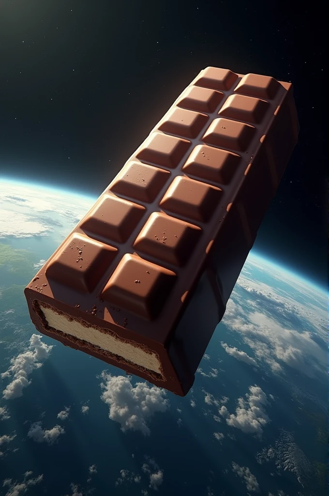 A giant chocolate bar orbiting Earth