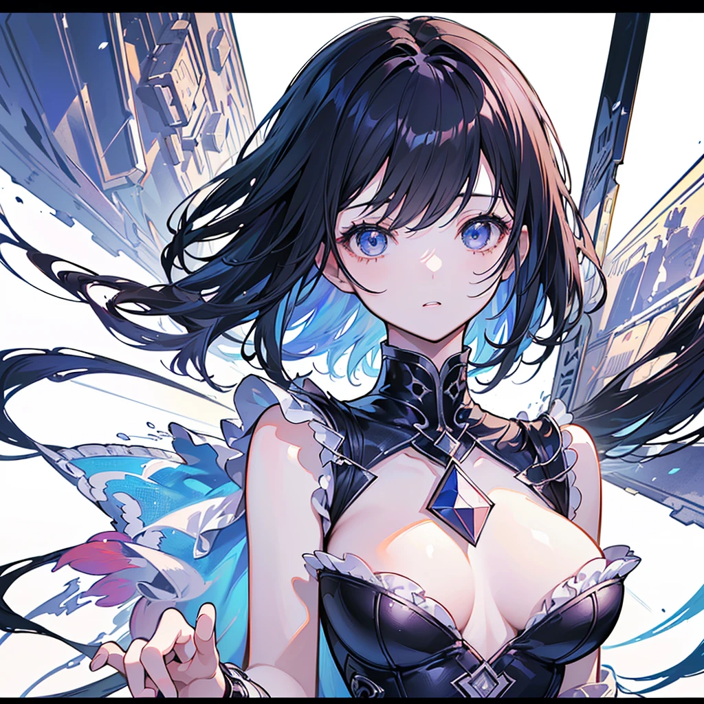 1girl,Depth of subject、Full HD、Delicate lines、Precision in the details、(((Masterpieces、Highest quality、Masterpiece、Official Art、Super detailed、Dynamic composition、Triangular composition、Square Composition、S composition、X Composition、Perfect Anatomy)))、Anime Style、Original Hairstyle and Hair Color、Cute Original Clothes、White background、