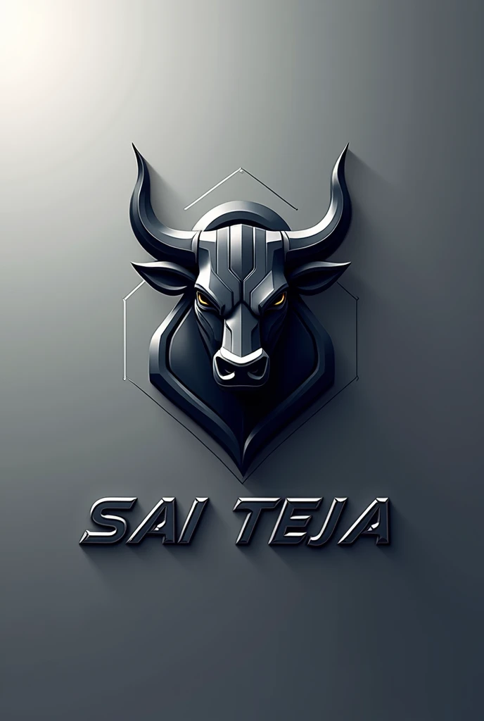 Create a car logo with bull 🐂 symbol with SAI TEJA as the company name 