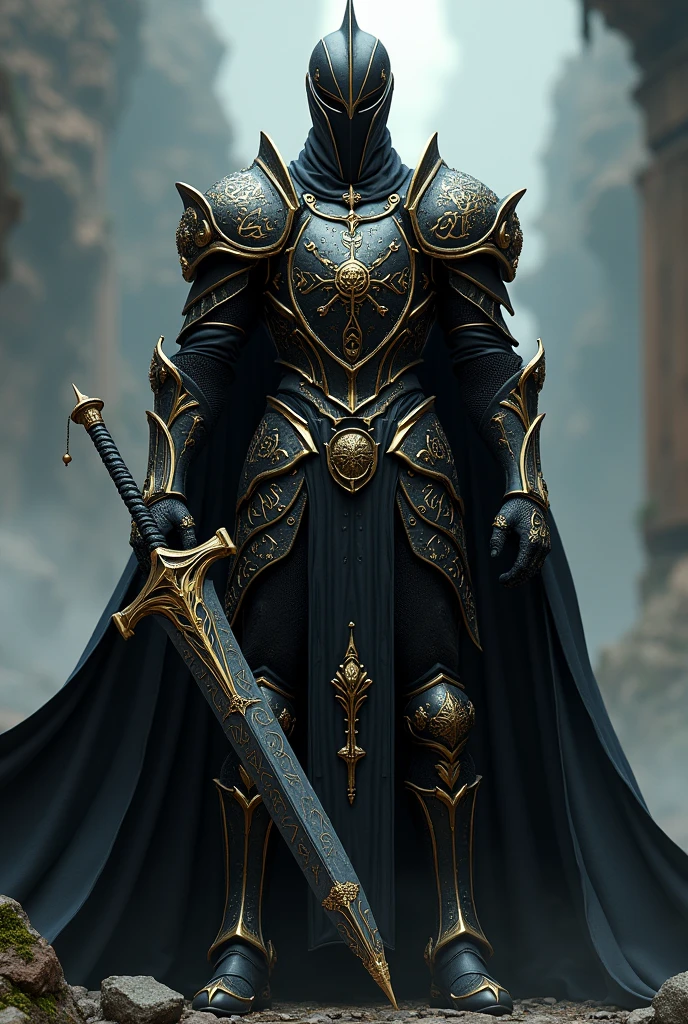 Black knight with magical golden details