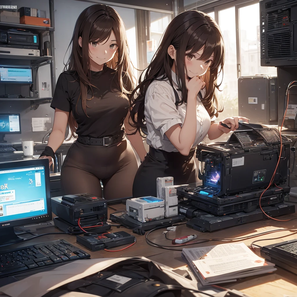 The heat doesn't change even after the sun goes down... I tried to revive a junk PC for the first time in a while, but it didn't work this time. There are days like this...pantyshot, long brown hair, office lady, 1girl, amazing, girl, 30 years old, house wiife, warm smile, hourglass figure, 