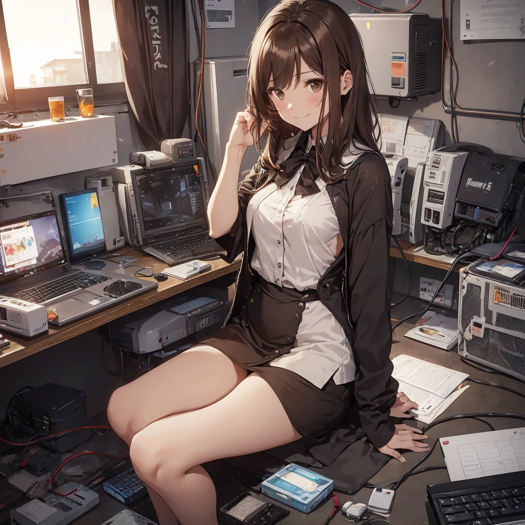 The heat doesn't change even after the sun goes down... I tried to revive a junk PC for the first time in a while, but it didn't work this time. There are days like this...pantyshot, long brown hair, office lady, 1girl, amazing, girl, 30 years old, house wiife, warm smile, hourglass figure, 