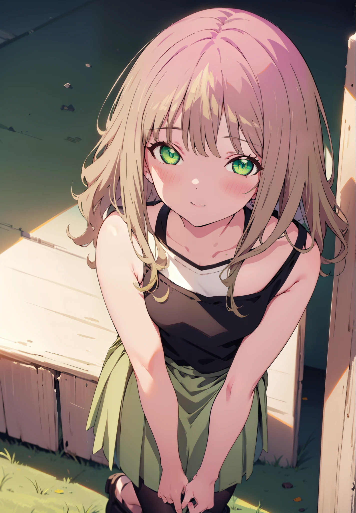 minami yume ,sss Dynazenon ,Long, thick braids, Brown Hair, smile,blush,(Green Eyes:1.5) ,Mid-chest,hair band,One-shoulder sweater,long skirt,Black Pantyhose,short boots,walk,Daytime,sunny,whole bodyがイラストに入るように,
break looking at viewer, whole body,
break outdoors, construction area,
break (masterpiece:1.2), Highest quality, High resolution, unity 8k wallpaper, (shape:0.8), (Beautiful and beautiful eyes:1.6), Highly detailed face, Perfect lighting, Highly detailed CG, (Perfect hands, Perfect Anatomy),