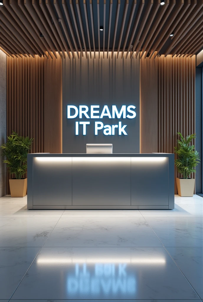On the desk front of an organization is written 'Dreams IT Park'.