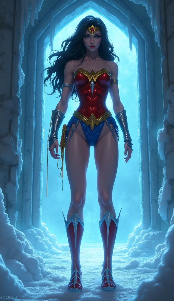 (0815) Today's 3D anime art：half naked Wonder Woman inside Mr. Freeze's Mysterious Foggy Room