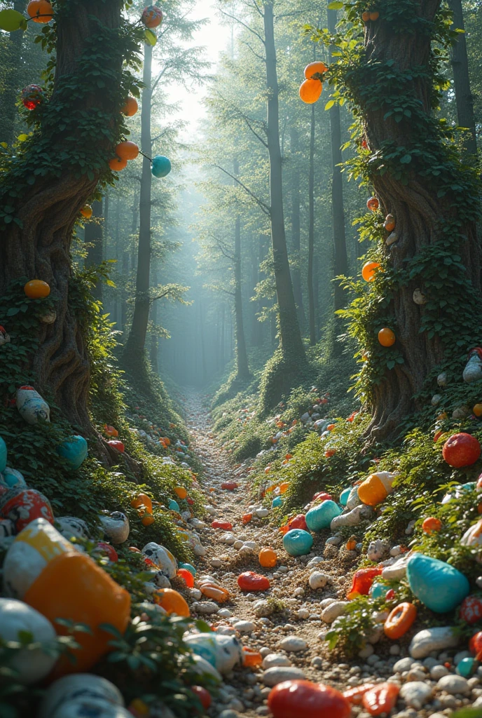 Create the forest with all everything made from plastic waste