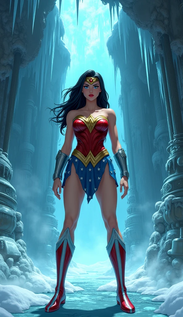 (0815) Today's 3D ghibli art：Wonder Woman inside Mr. Freeze's Mysterious Foggy Room