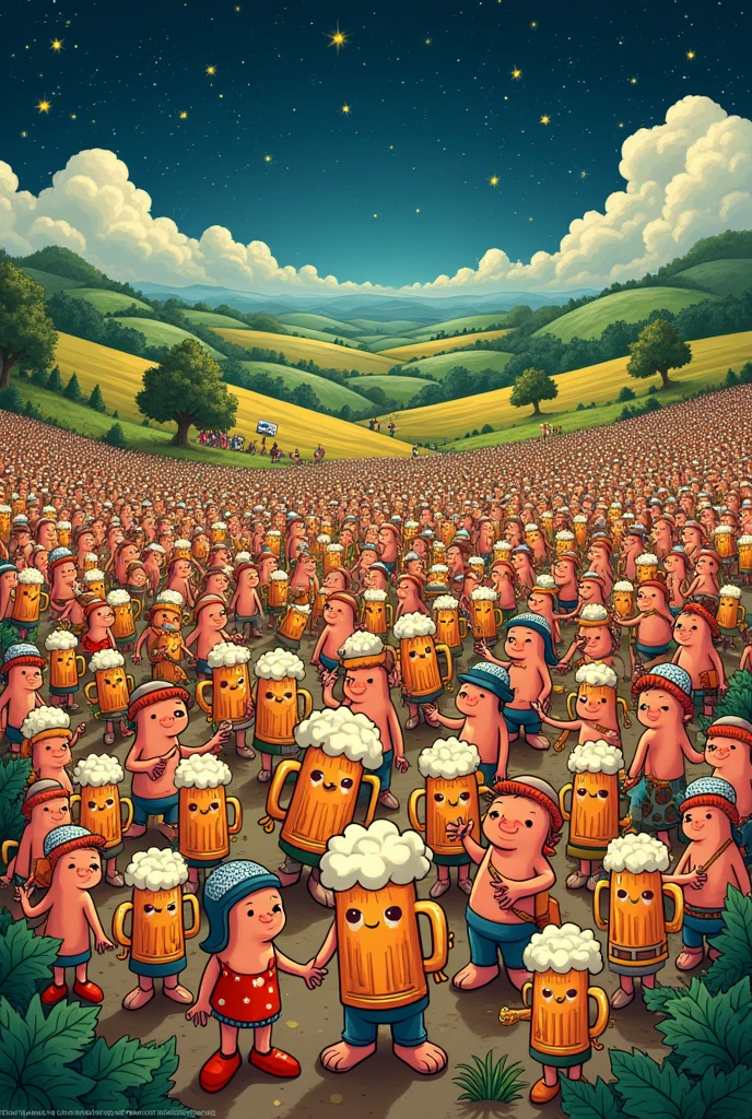 Draw 1000 beer people drinking