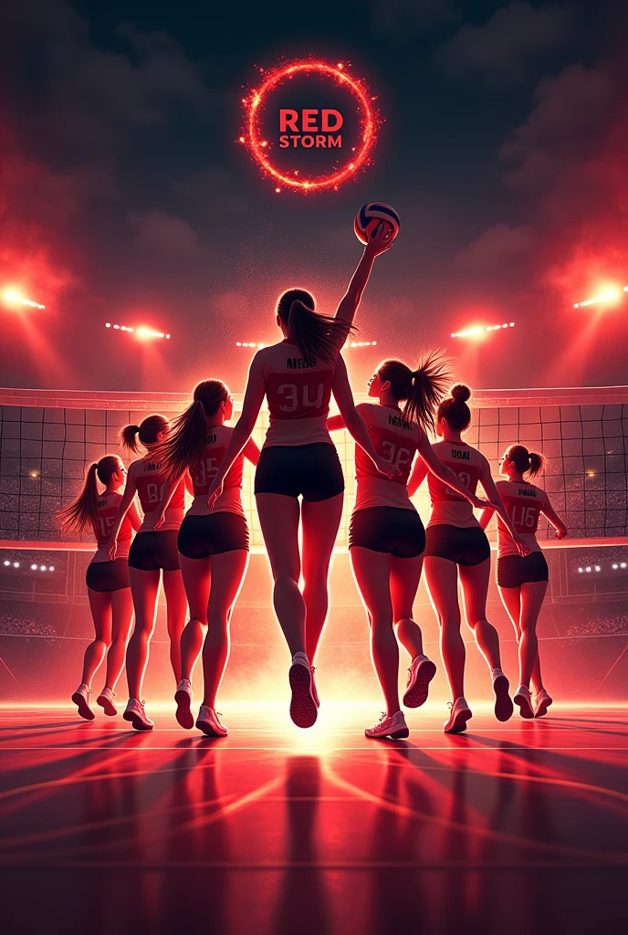 Create advertising for my volleyball school called "red storm", Advertising should be eye-catching and lively, It must have the title I mentioned to you and its theme 