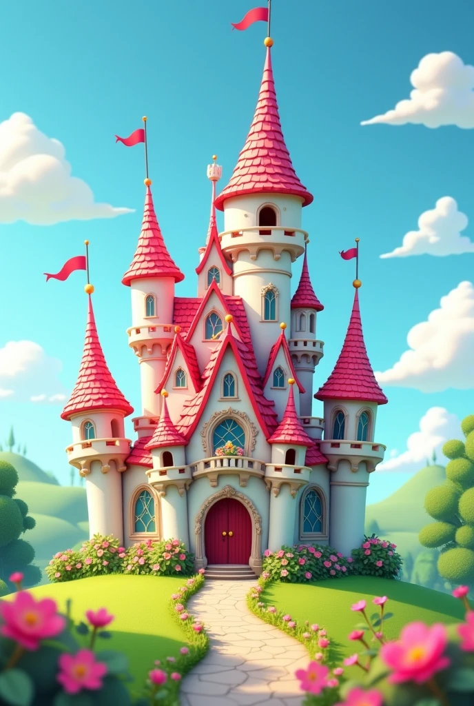 Un Castillo de cuentos cheered up súper genial y visualmente hermoso, cheered up, cartoon, stylized. 4k