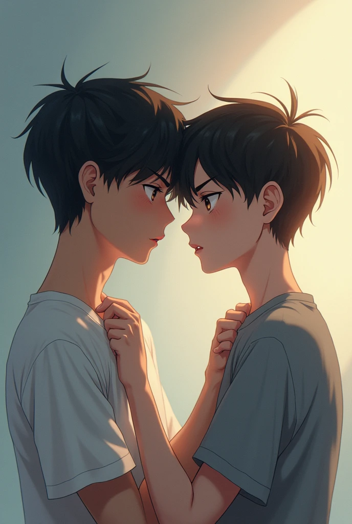 Two gay anime boys in love but one is angry with the other