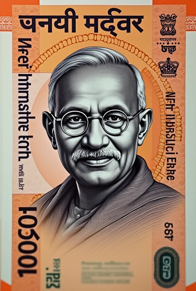 Creat a image of Indian 100rupees replacing gandhiji with modiji