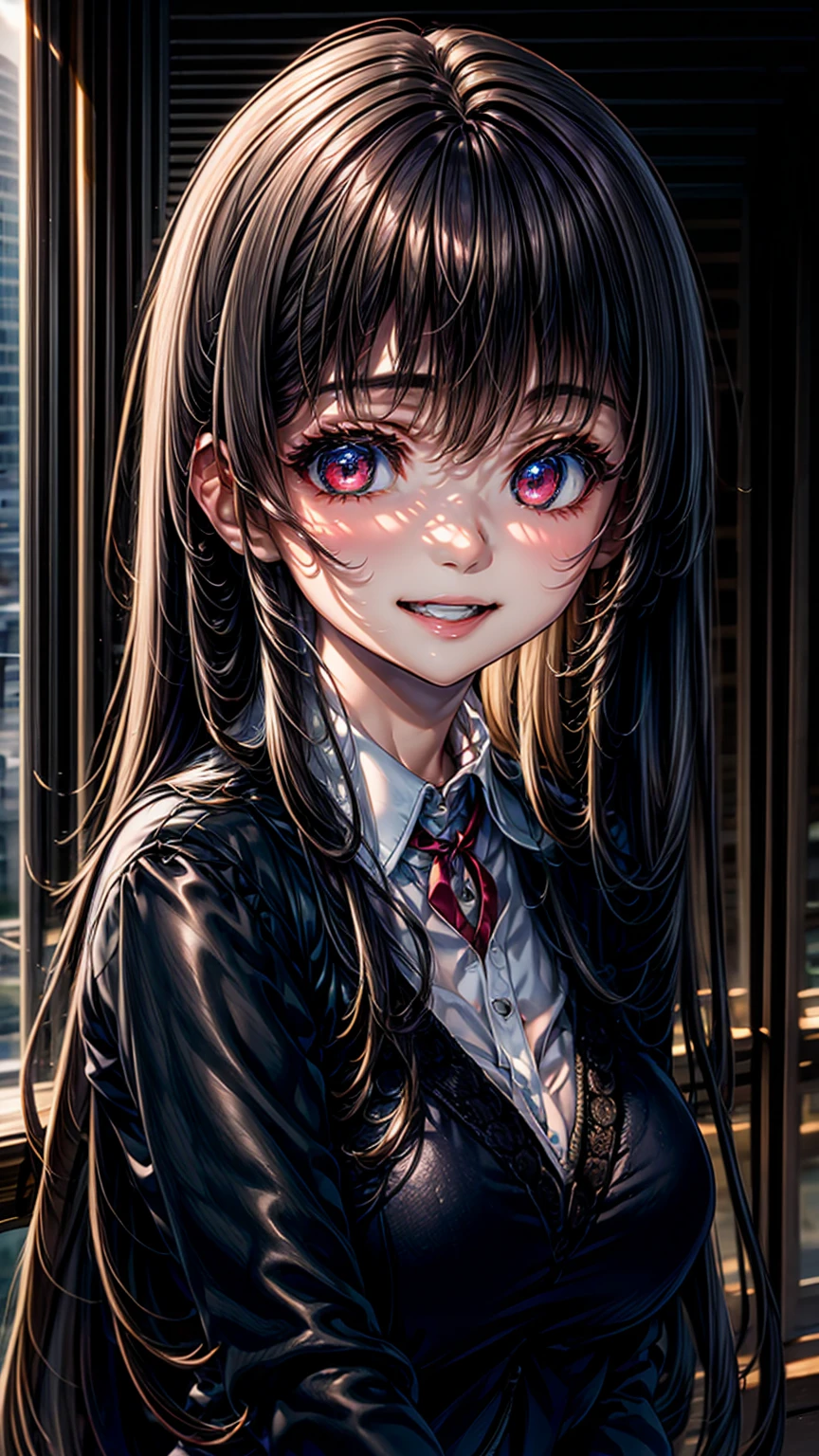 A city shrouded in mystical fog、Demons smile in the sky