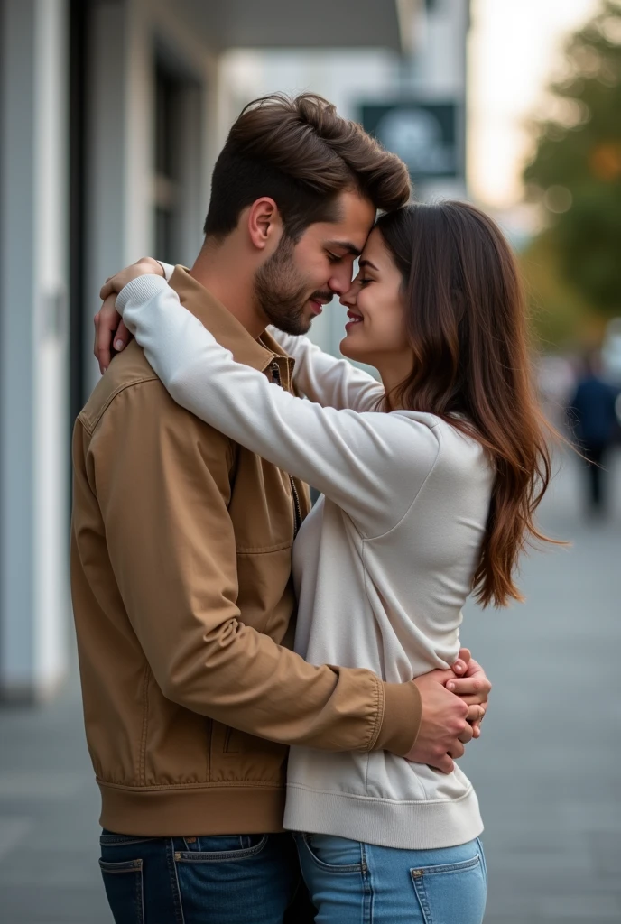 A modern photo of a man embracing a woman