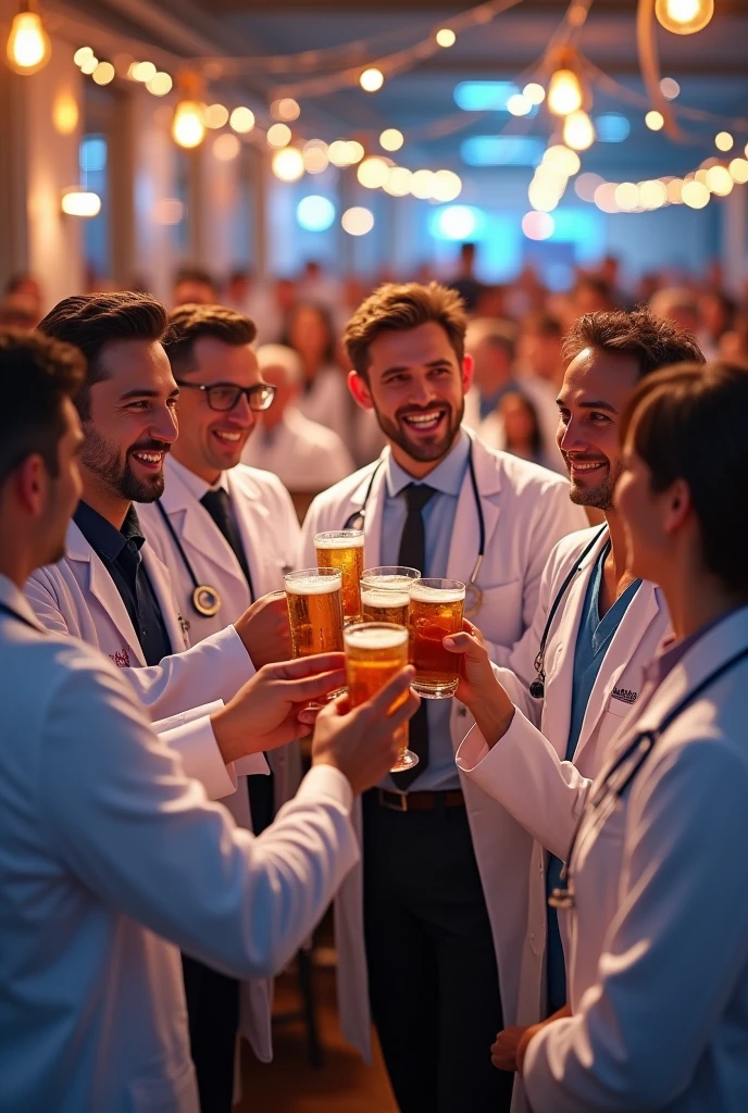 100 Doctors drinking bear in party