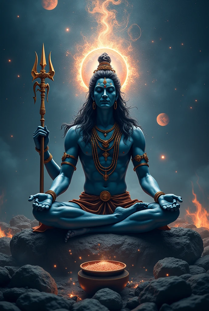 Lord shiva beholding universe dark wallpaper with black background for amoled display
