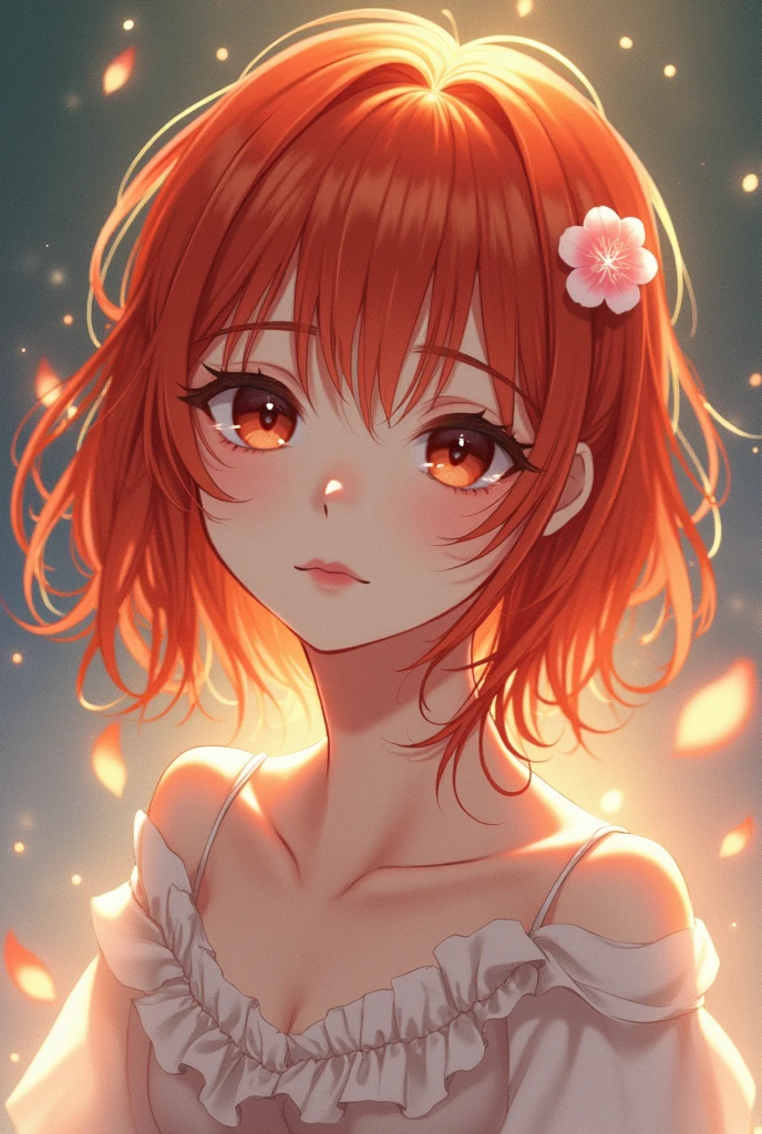 Make a Red-Haired Anime Character, beautiful but genderless 