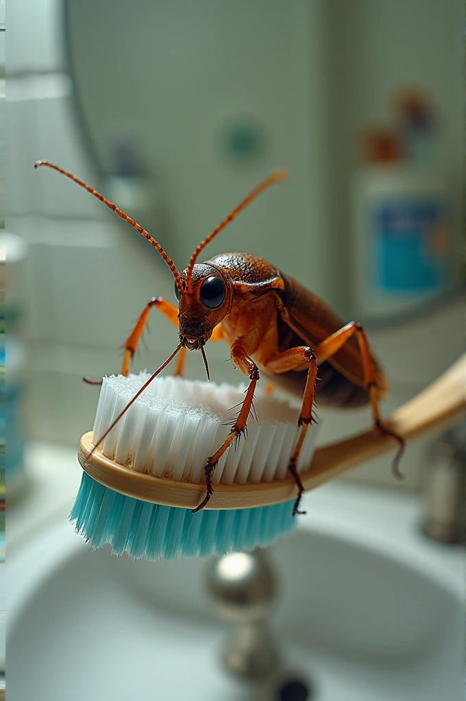 Cockroach in a toothbrush