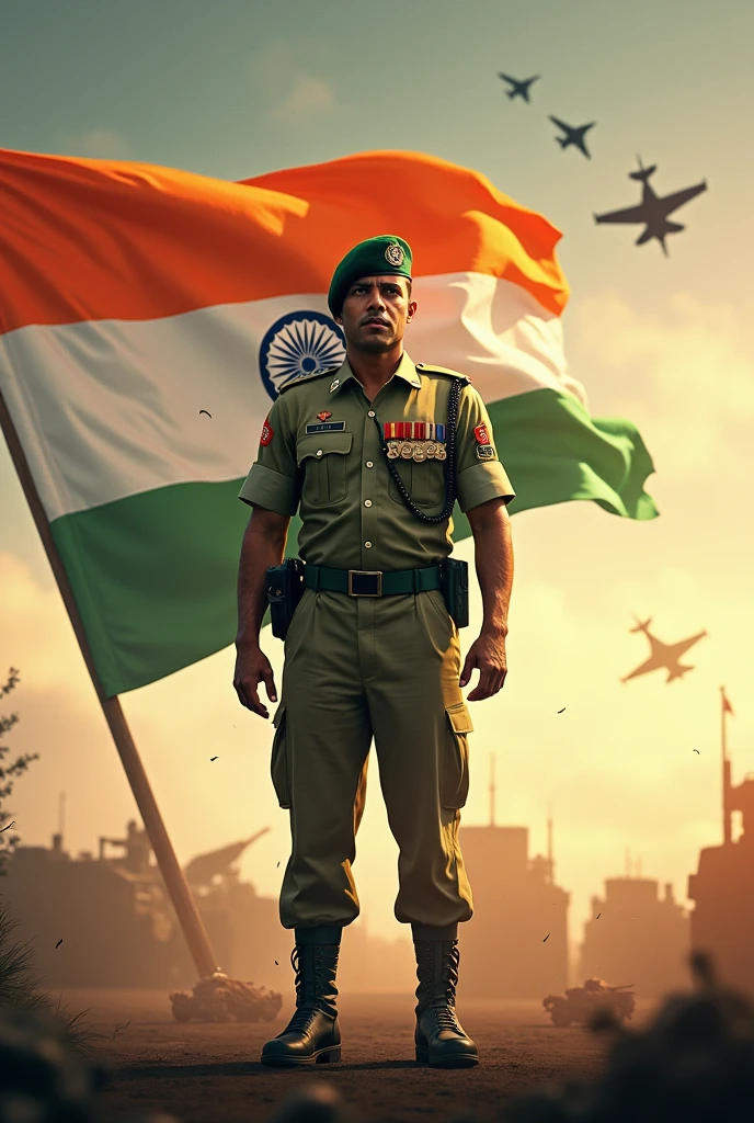 Create an Image for Independence day where for the contribution to Indian Army