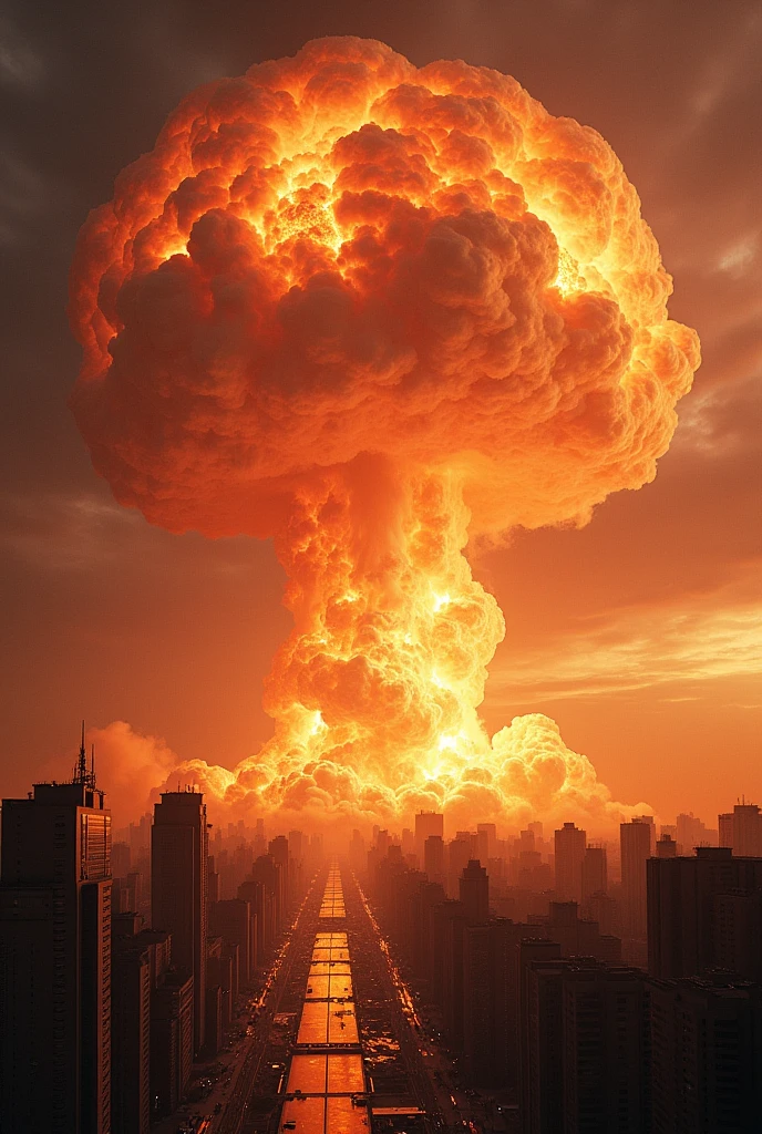 Hydrogen bomb blast after city viwe