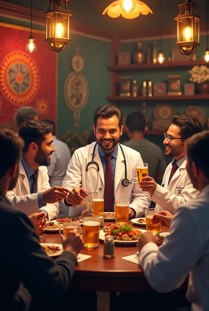 100 Nepalese doctors drinking beer