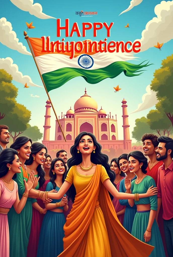 Happy Indian Independence Day picture with happy Independence Day wordings in the picture