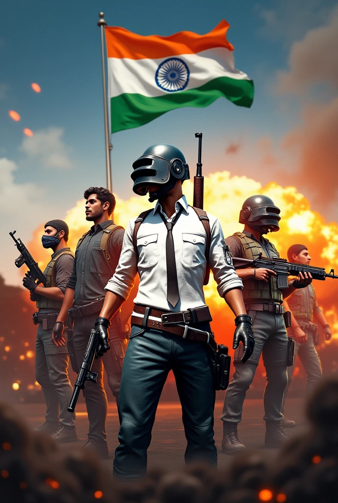 Horizontal Thumbnail for independence day with bgmi features