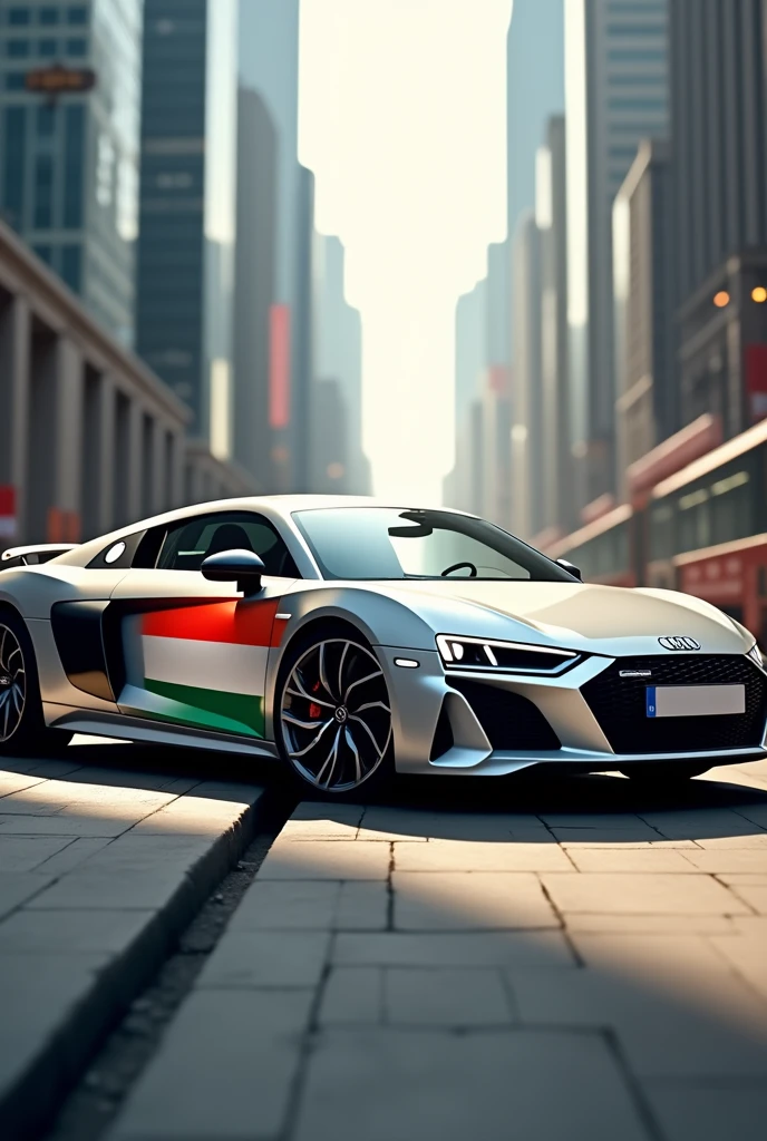 Audi R8 with India Flag on door in red colour