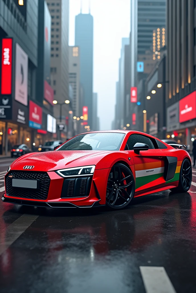 Audi R8 with India Flag in red colour