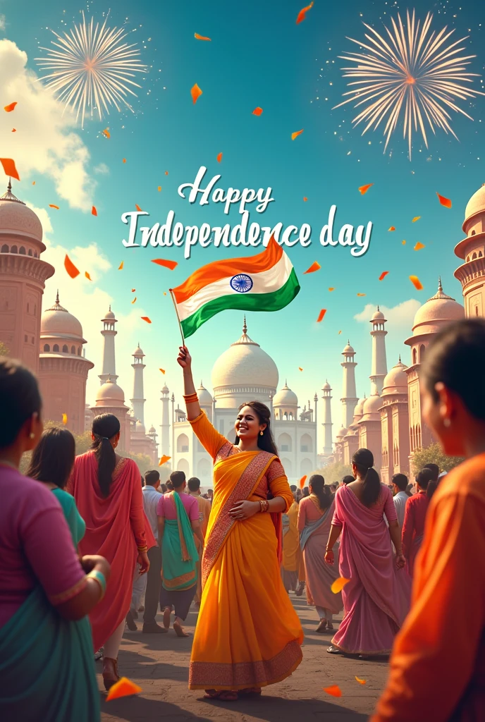 Happy Indian Independence Day picture with happy Independence Day wordings in the picture