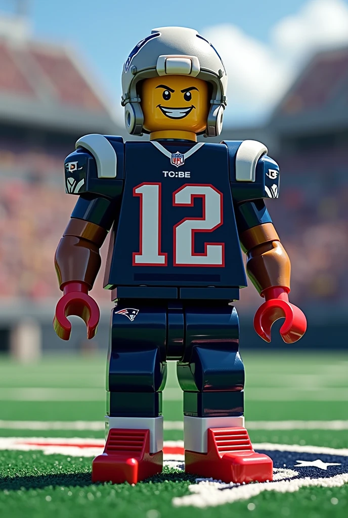 New England Patriots player made of thousands of LEGO pieces