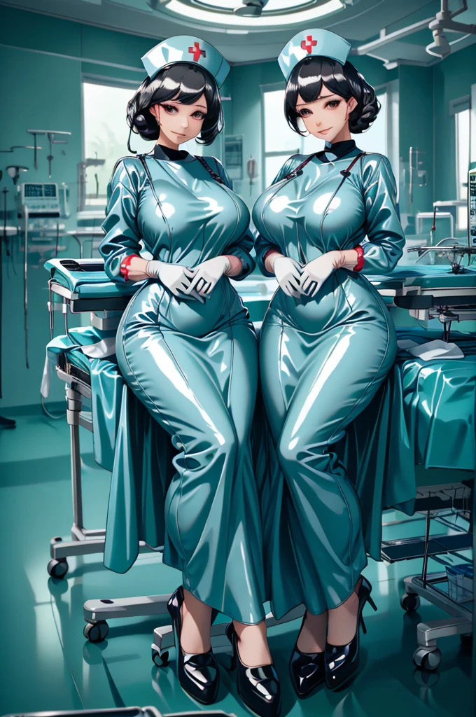 nurse uniform,hospital, latex nurse suit,nurses,busty,elbow gloves,labcoat,black hair woman,red eyes , gigantic ,medical instruments,asian nurse,two nurses,speculum,examination room,oversize ,big ass ,strap on, lay on table ,legs spreaded,giving birth,gyno chair , dentist,Milf,latex,black uniform,oversize breasts