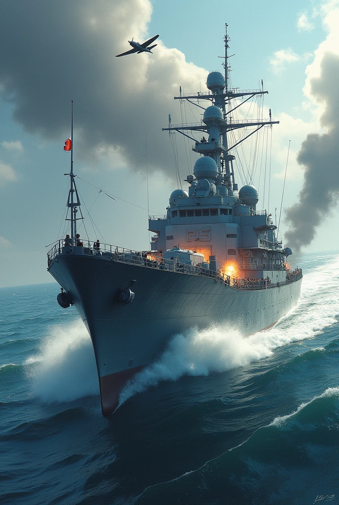 Japanese fighter plane collided with a ship