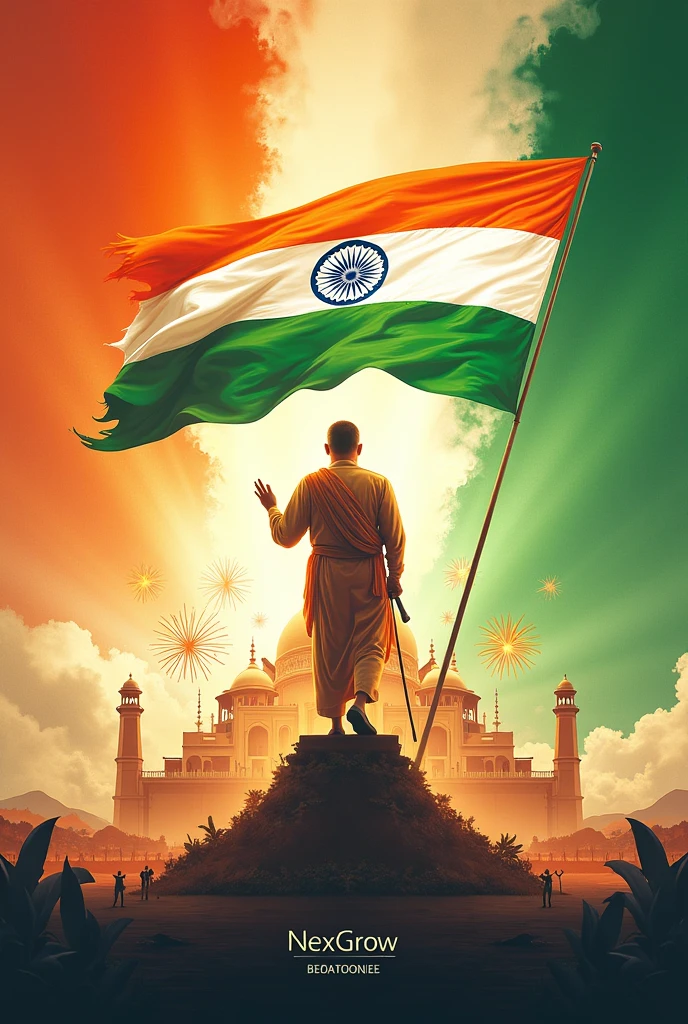Make poster for my marketing agency name NexGrow for wishing independence day to India