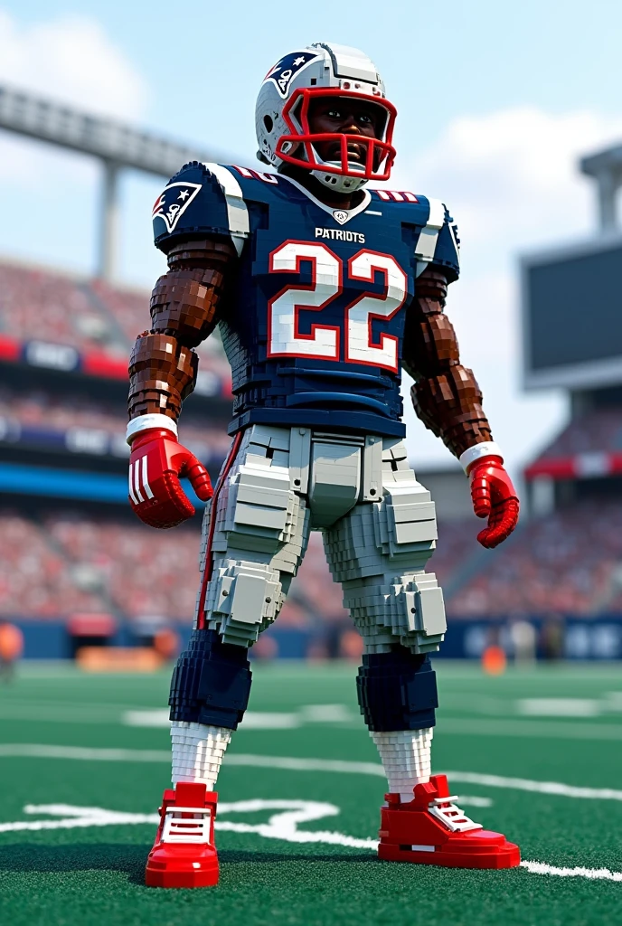 New England Patriots player at Gillette Stadium made of millions of LEGO pieces
