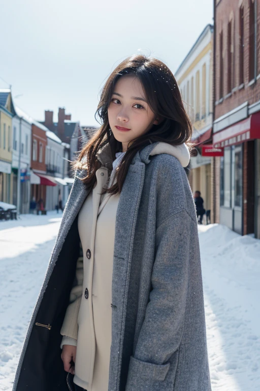 There is a story behind the eyes of passers-by in a small town,Everyone comes to this cape to leave their sadness behind,It's sunny but powdery snow is falling,A city by the sea,Beautiful woman,
