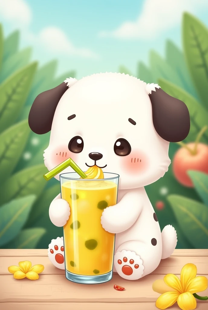 pochacco con un jugo pau pau
