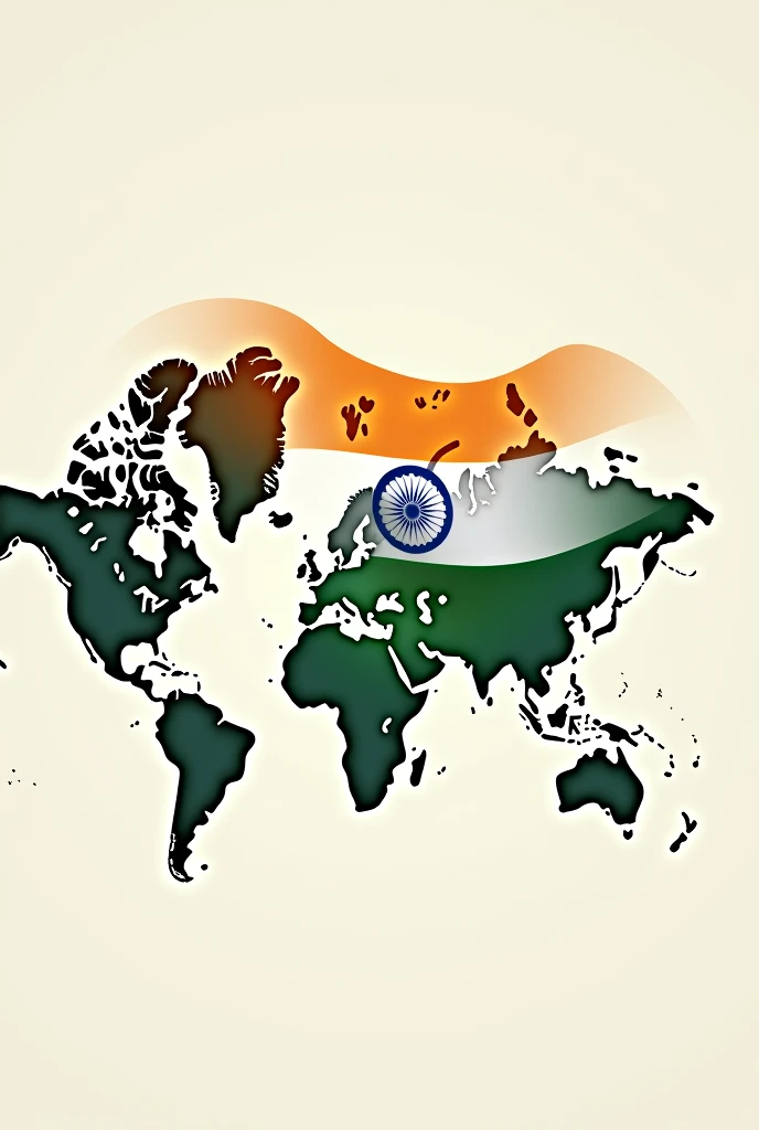 World map with India tri colour 