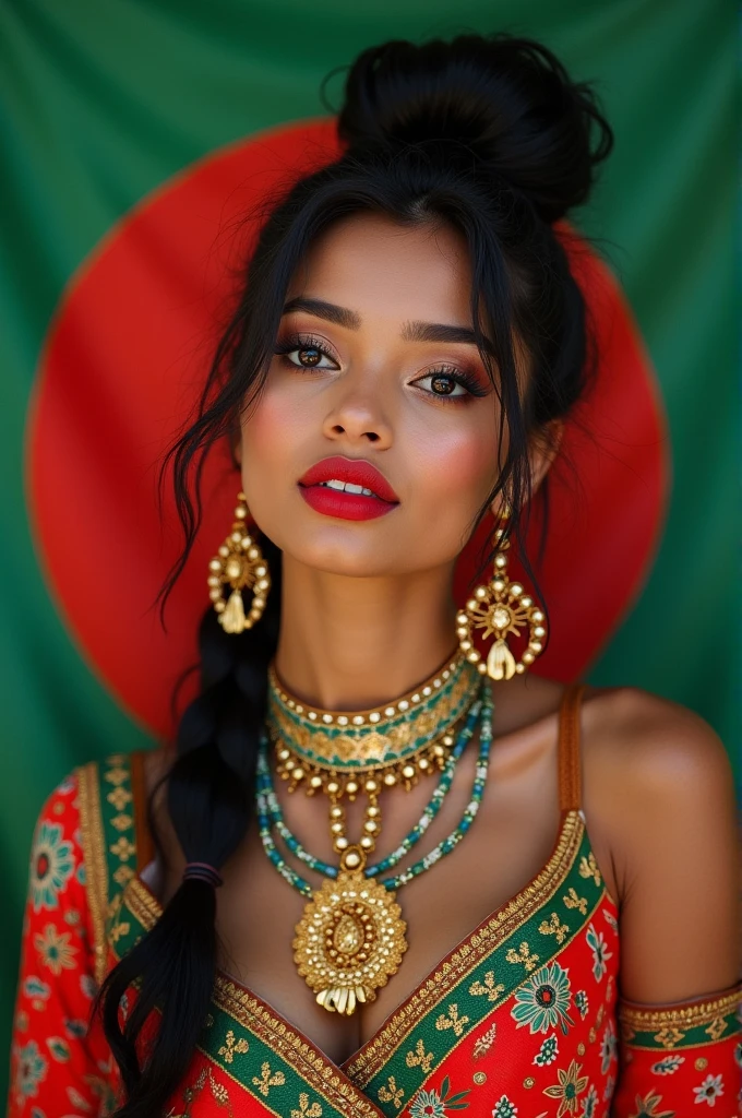 make a randy girl with Bangladesh flag 