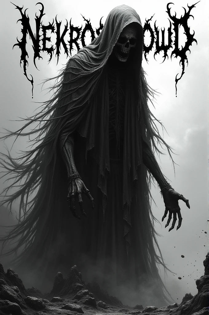 writes "NEkROSHROUD" like Black metal font style