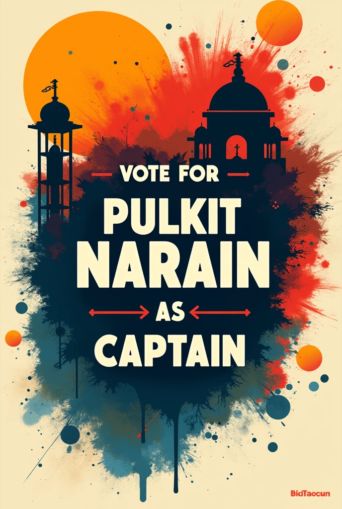 create a poster which has "vote for pulkit narain as house captain" written in it in a creative way  
it should not have any person as background 