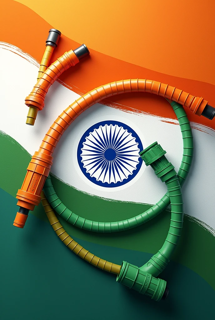 India independence day wish card and having hydrolic hose pipes on it with wish 