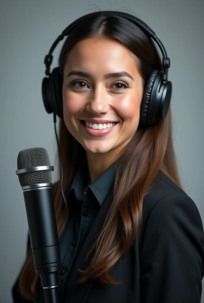A photograph of me taken in a professional photo studio, looking like a radio announcer with headphones and a microphone