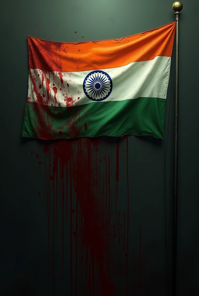 Indian flag with blood on it